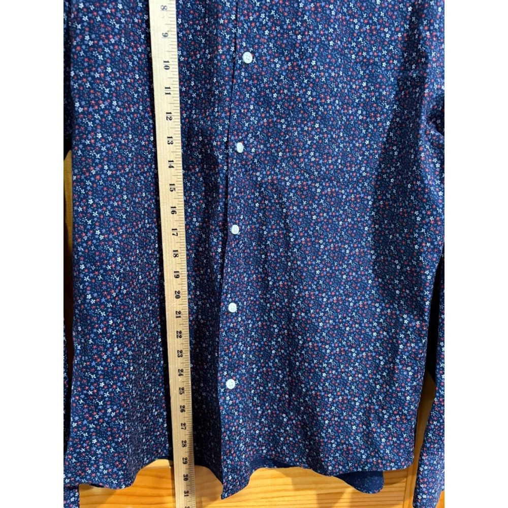 J.Crew Secret Wash Slim Untucked Floral Button Down Shirt L Organic Cotton Stret